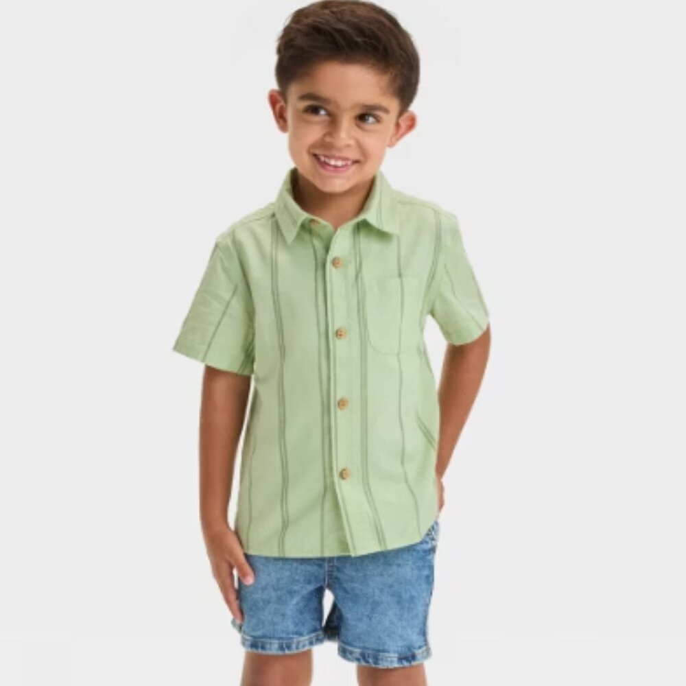 Toddler Boys Short Sleeve Striped Oxford Button-Down Shirt Cat & Jack. Size 12m